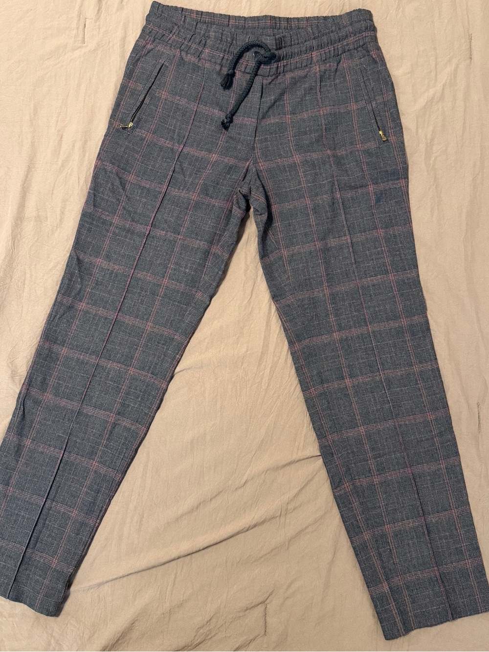 Dolce & Gabbana Navy Plaid Drawstring Trousers